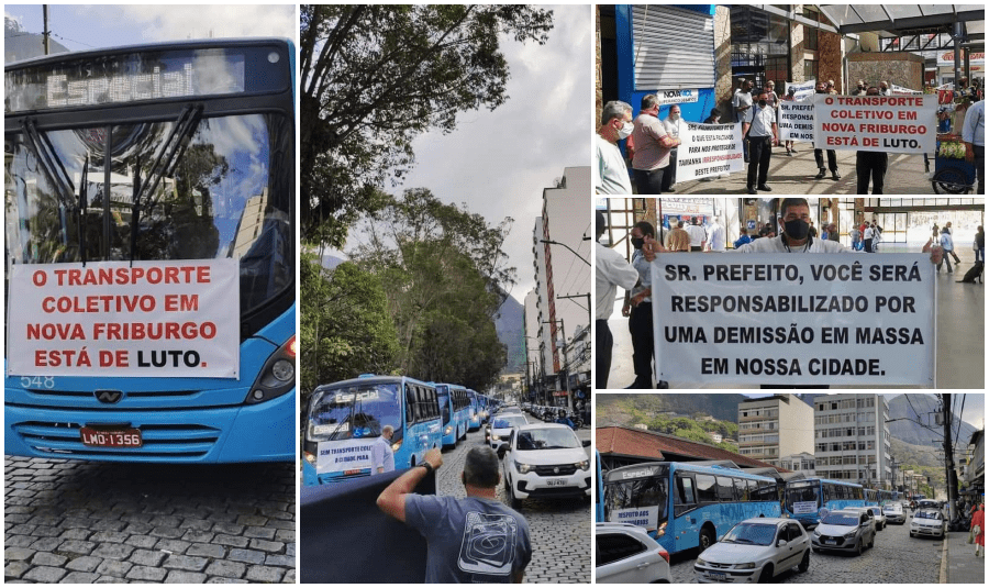 Crise no transporte: rodoviários de Friburgo fazem protesto e iniciam greve