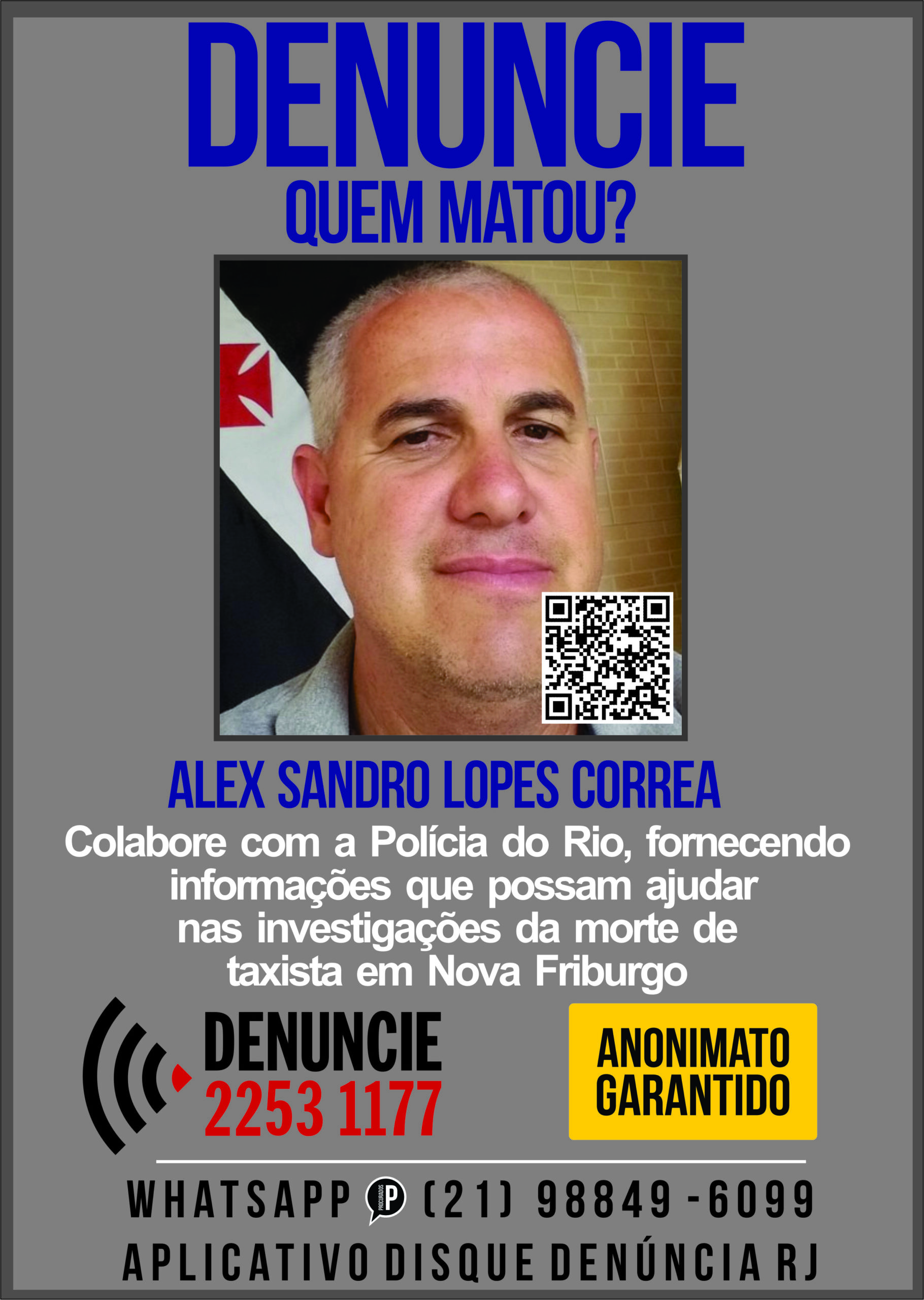 Portal dos Procurados busca informações que possam esclarecer morte de taxista em Nova Friburgo