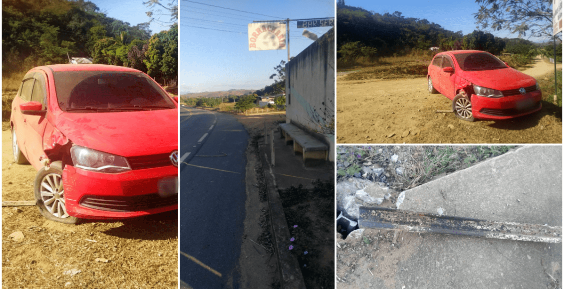 Carro sai da RJ-116 e atinge local de embarque de passageiros