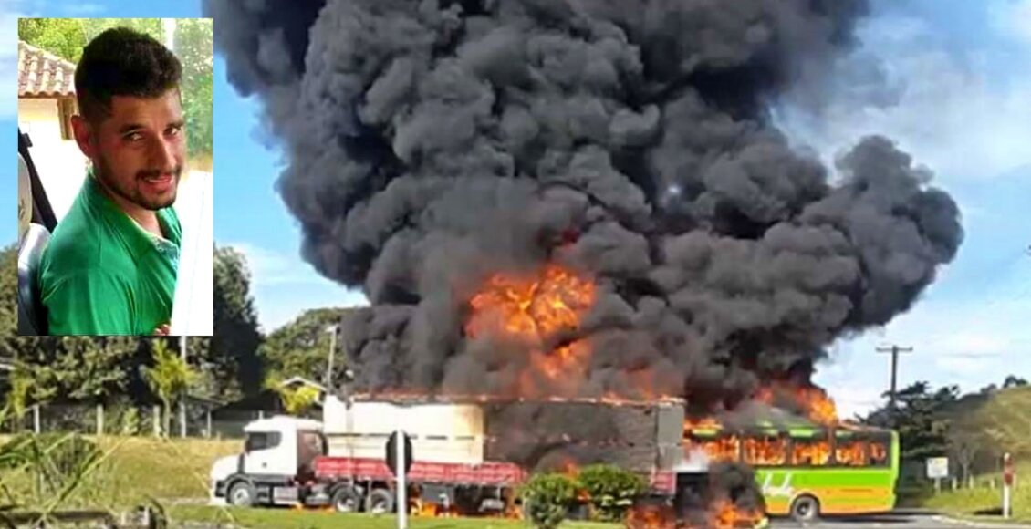 Morre motorista do ônibus que incendiou ao bater em carreta em Bom Jesus do Itabapoana