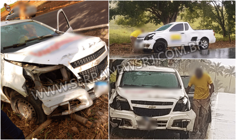 Carro colide contra cerca e poste na RJ-158, em Itaocara