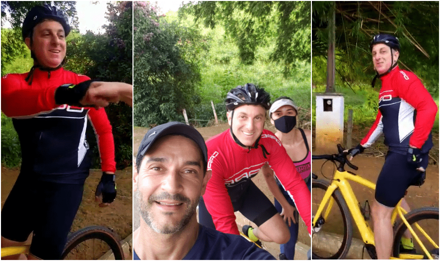 Luciano Huck é flagrado passeando de bicicleta em Duas Barras