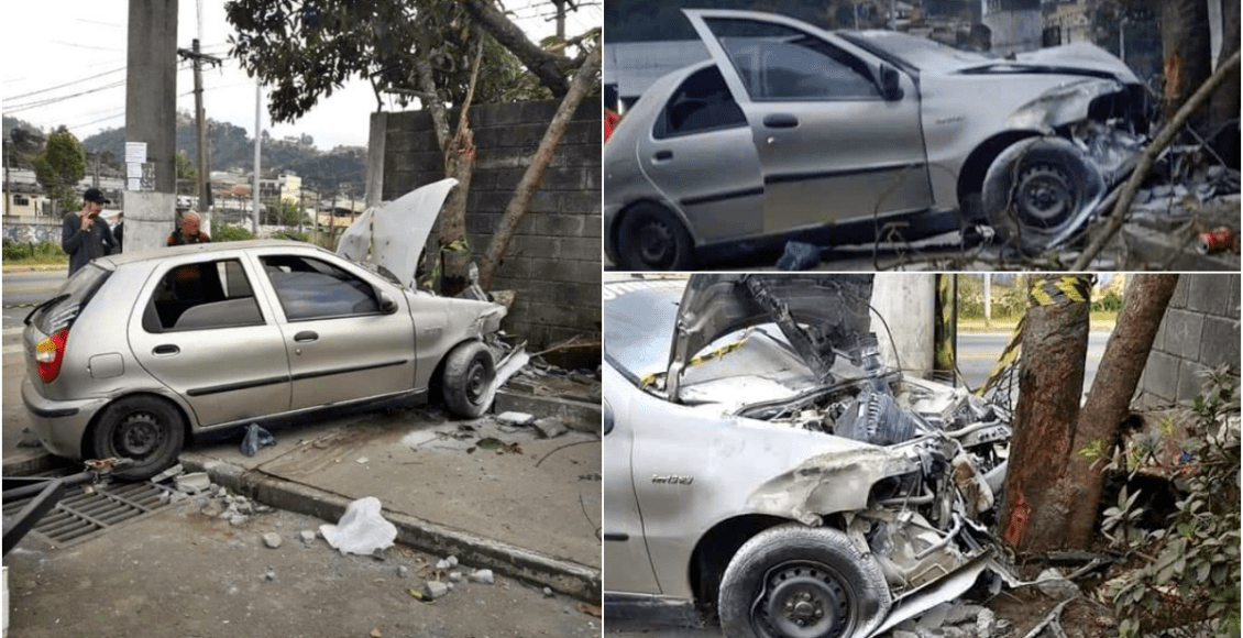 Acidente deixa cinco feridos em Nova Friburgo; carro bateu em árvore e muro