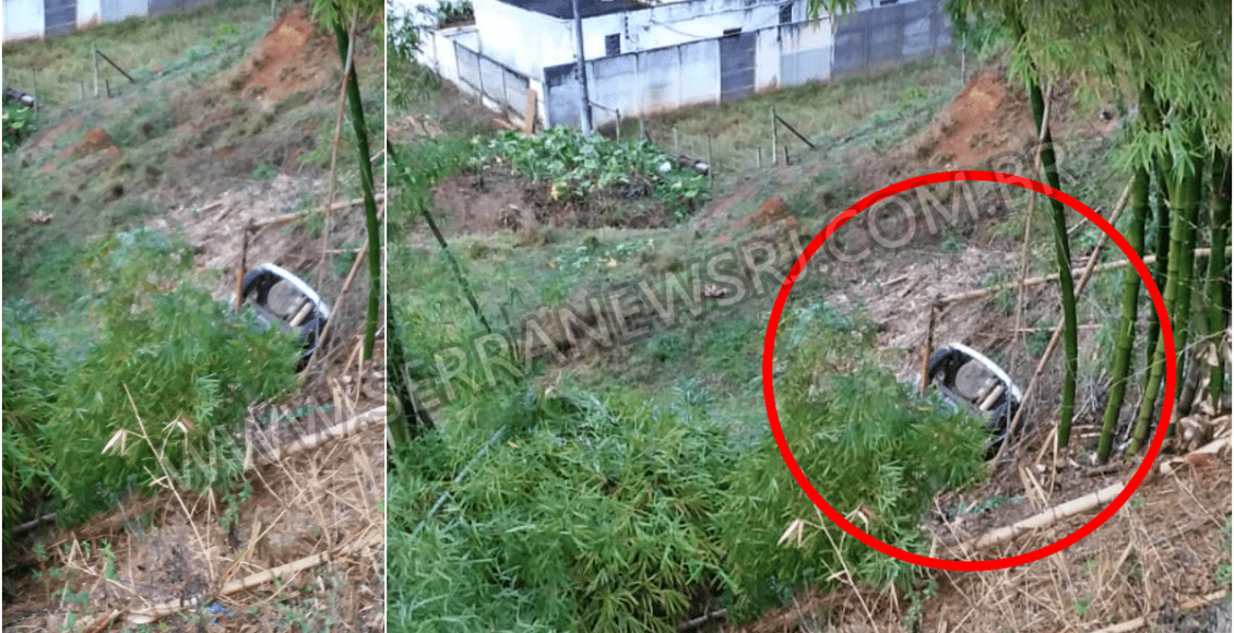 Motorista perde controle de carro na RJ-116 e desce barranco em Cordeiro