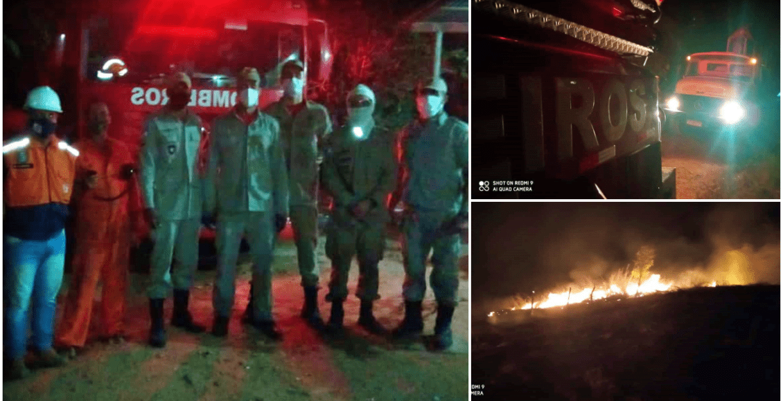 Bombeiros e Defesa Civil controlam incêndio em vegetação em São Fidélis