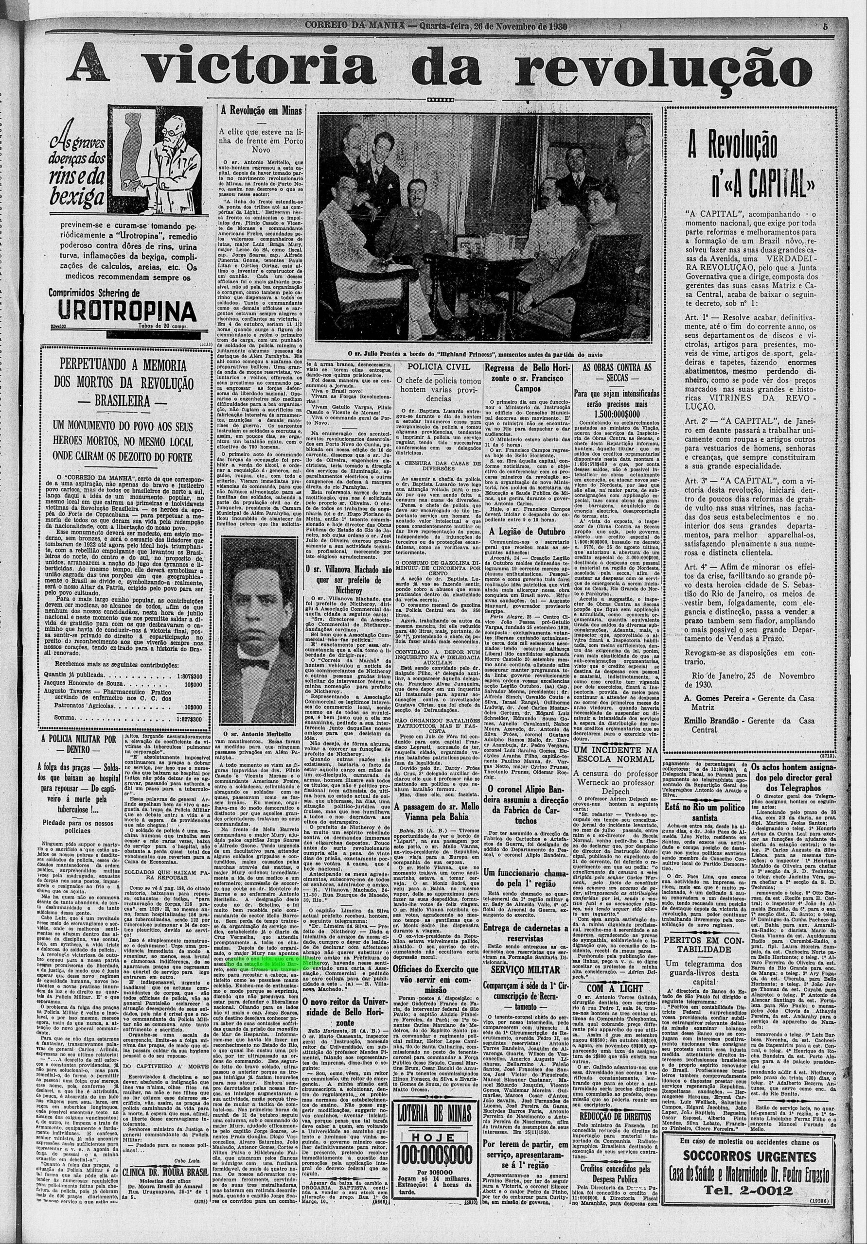 Legalistas e revolucionários: combatentes fluminenses na Revolução de 1930 11 A imprensa comemora a revolução. Acervo BN