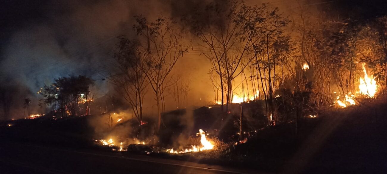 Bombeiros controlam incêndio que colocou residências em risco em Aperibé 1 Bombeiros controlam incêndio que colocou residências em risco em Aperibé