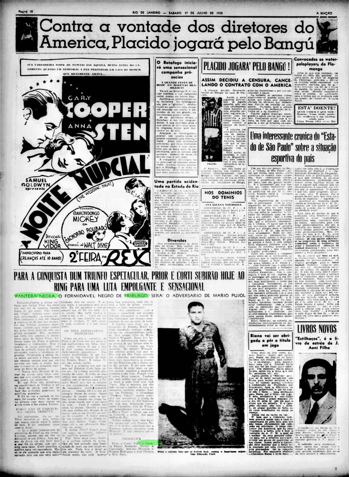 Pantera Negra, o rei do boxe em Nova Friburgo 3 Pantera Negra, o formidável negro de Friburgo, jornal A Nação. Acervo BN