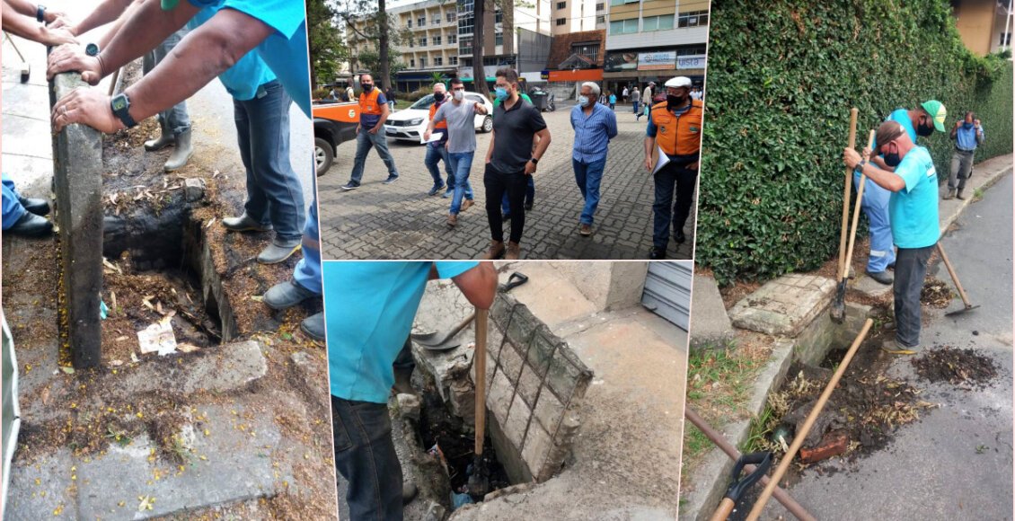 Força-tarefa visa a desobstrução de bueiros e grelhas em Nova Friburgo