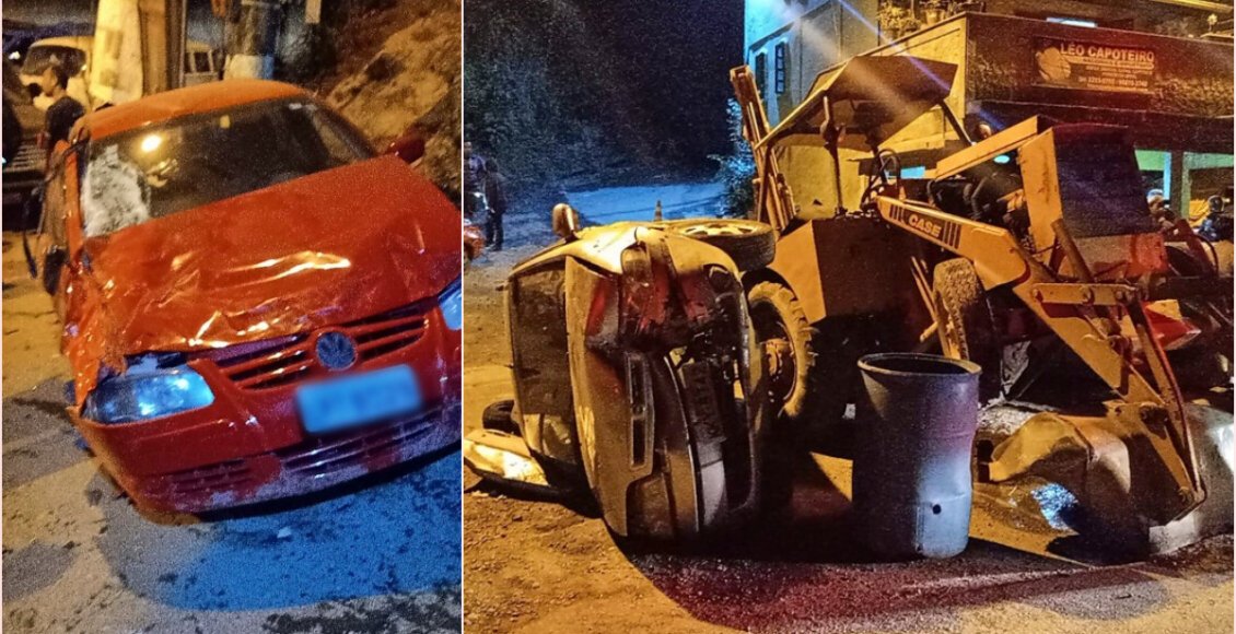 Mãe e filha ficam feridas após trator desgovernado atingir três carros em Petrópolis