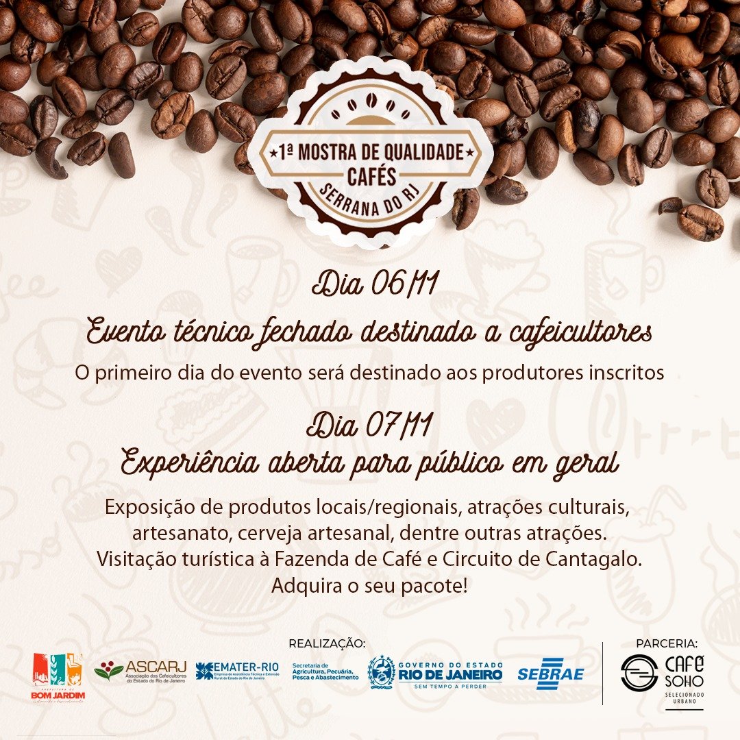 Bom Jardim sediará 1ª Mostra de Qualidade de Café da Região Serrana 1 Bom Jardim sediará 1ª Mostra de Qualidade de Café da Região Serrana