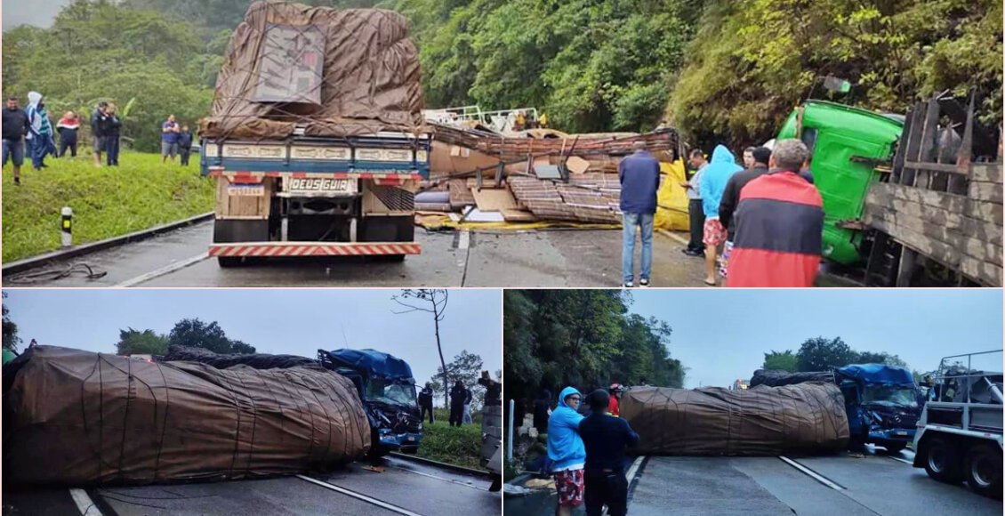 Carretas colidem na BR-040, em grave acidente na Serra de Petrópolis