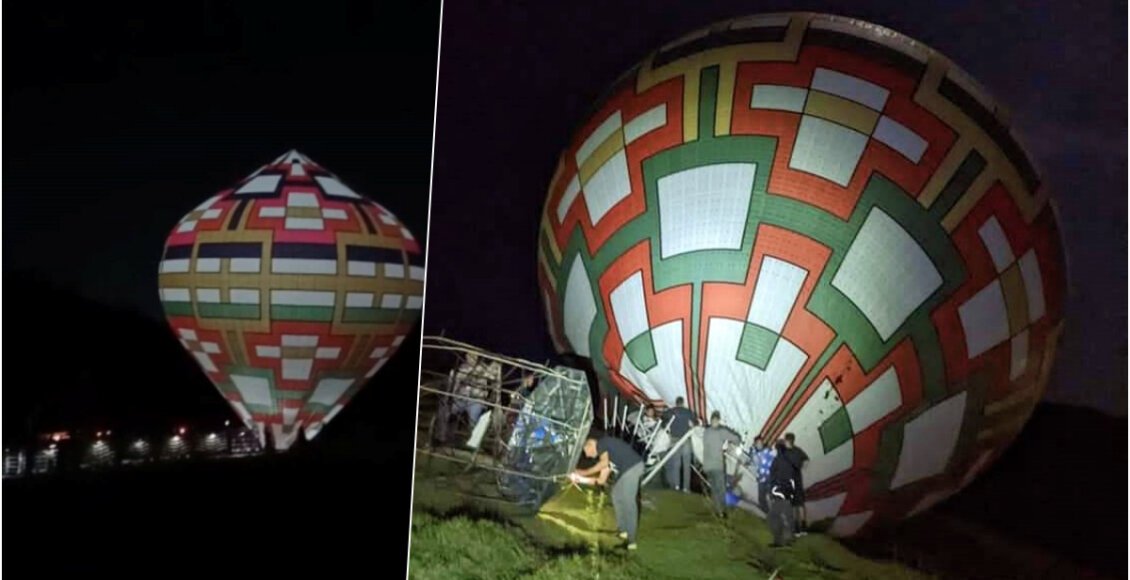 Balão grande chama atenção no céu e cai em bairro de Macuco
