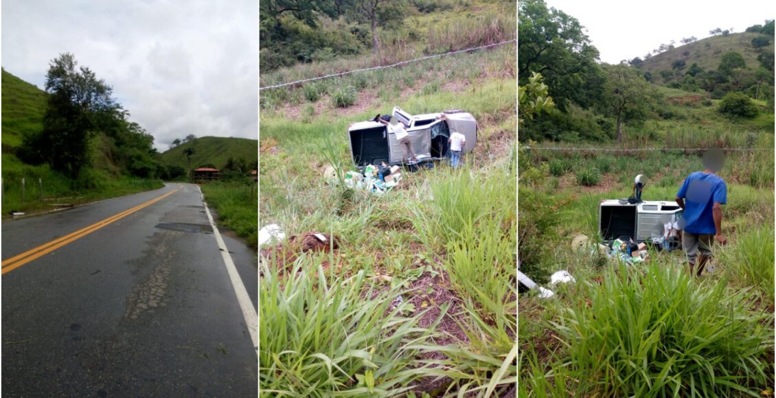 Cantagalo: caminhonete com três ocupantes capota na RJ-152, em Boa Sorte