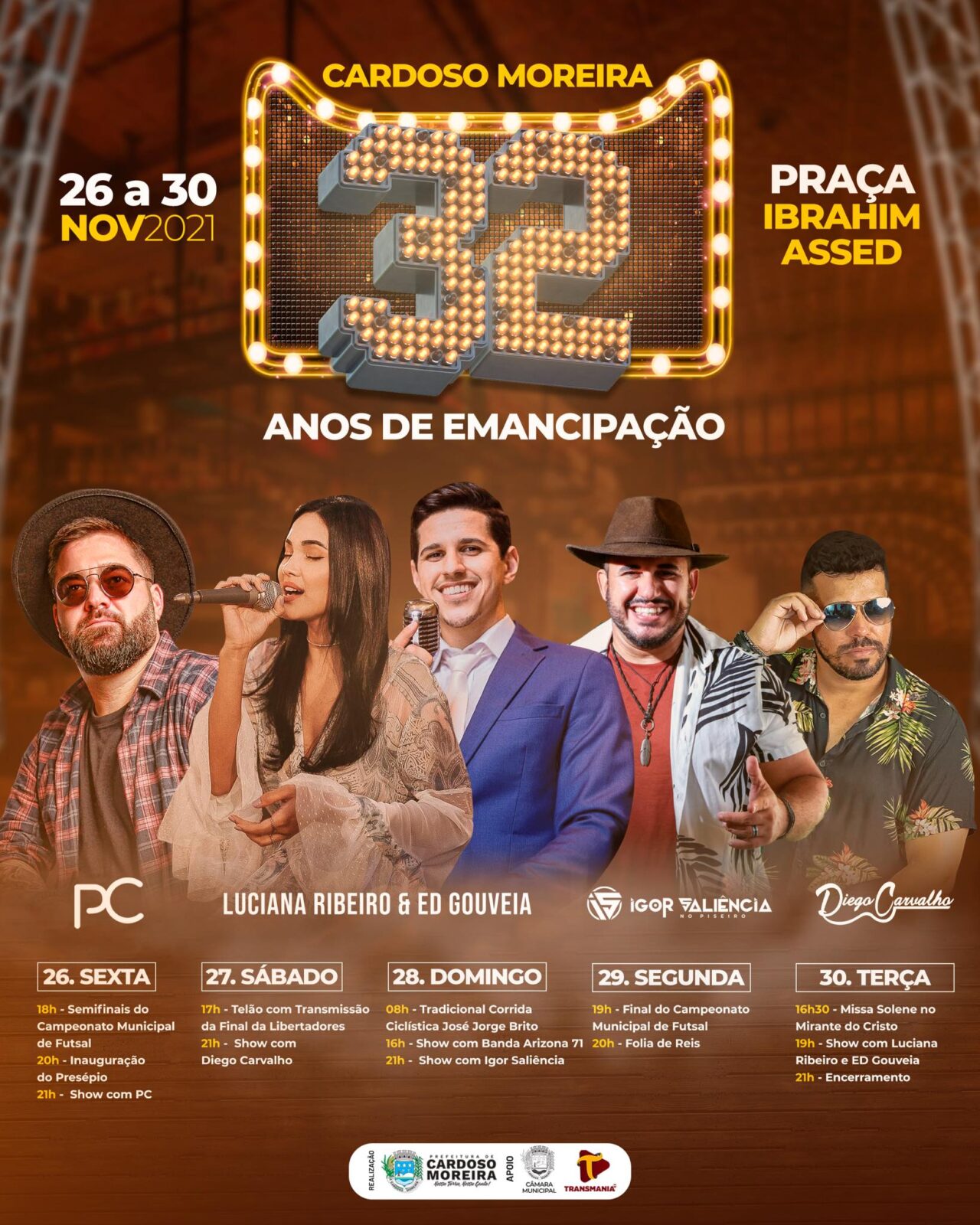 Cardoso Moreira celebra 32 anos e terá cinco dias de festa com shows
