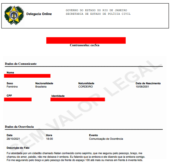 Vítima de importunação sexual relata momento de constrangimento em Cordeiro 1 Vítima de importunação sexual relata momento de constrangimento em Cordeiro