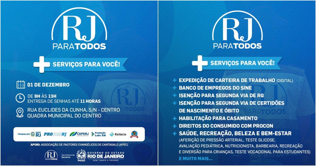 Programa RJ Para Todos leva diversos serviços gratuitos para Cantagalo 1 Programa RJ Para Todos leva vários serviços gratuitos para Cantagalo