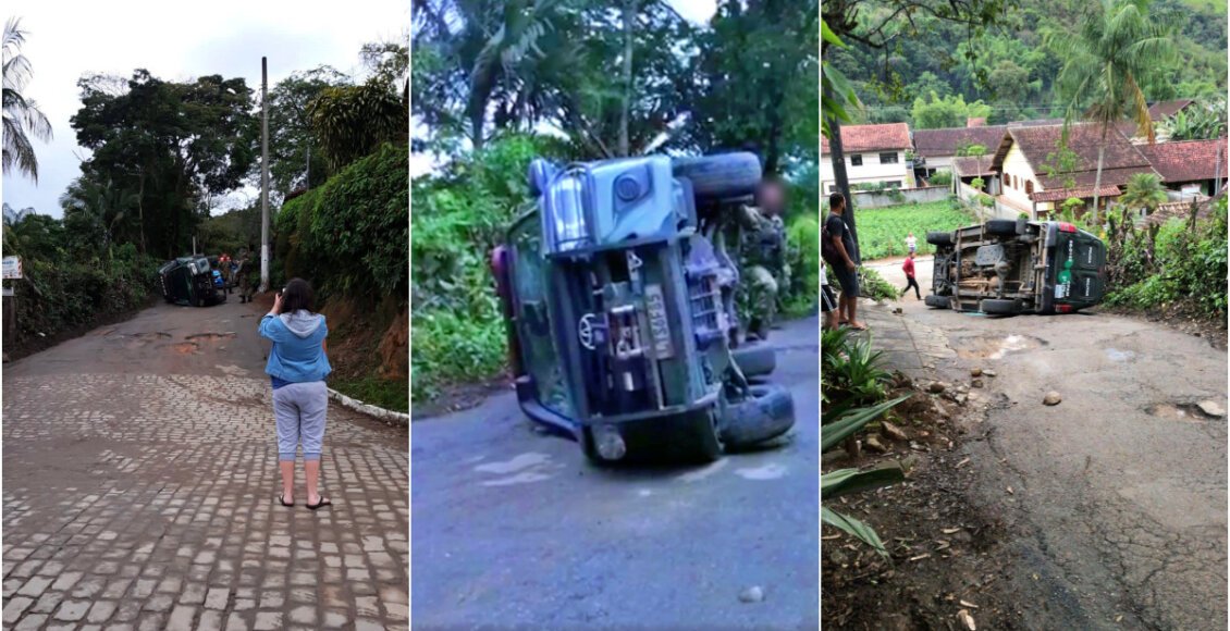 Viatura da Polícia Florestal colide com poste e capota em Lumiar
