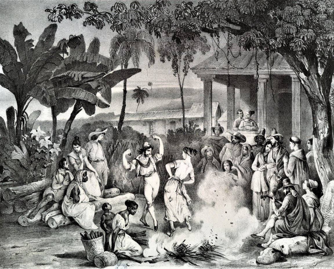 Fandangos, cheganças, congadas e batuques: o Natal no passado 5 Dança do lundu, 1835. Acervo Biblioteca Nacional