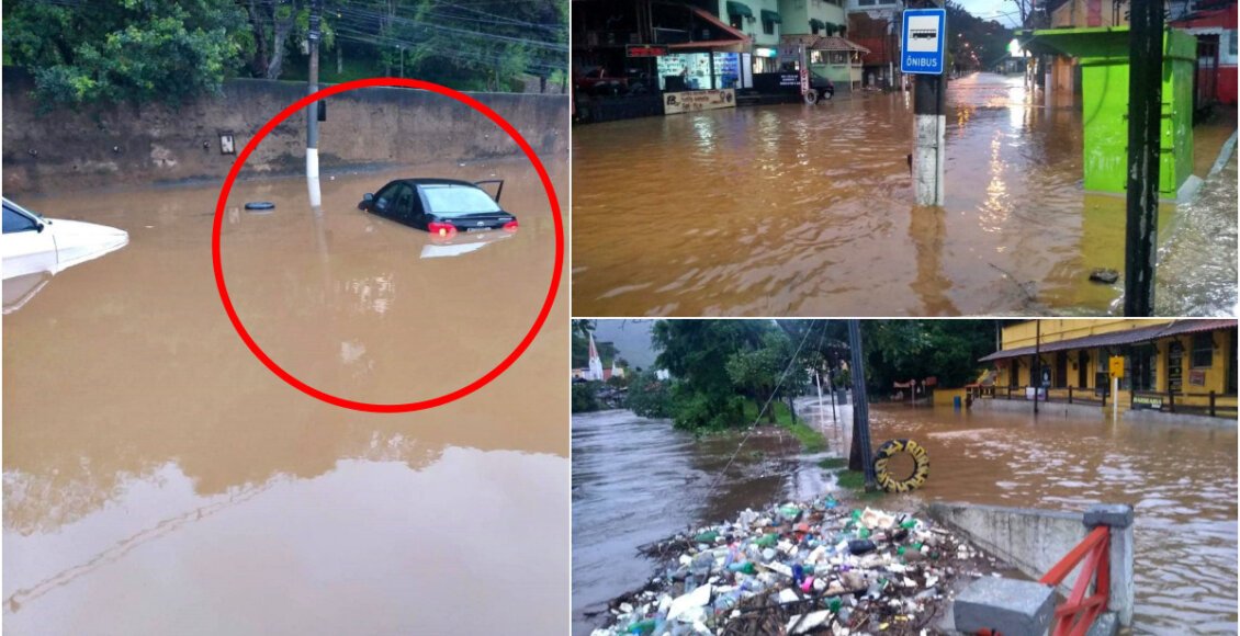 Ruas de Petrópolis amanhecem submersas após horas de chuva
