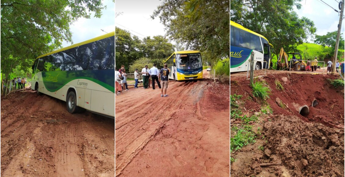 Passageiros ficam assustados após ônibus quase tombar em Itaocara
