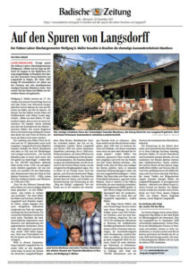 Em Cantagalo, o filho desconhecido do Barão Langsdorff 13 Artigo da expedição na Fazenda da Mandioca no Badische Zeitung. Acervo Wolfgang Muller