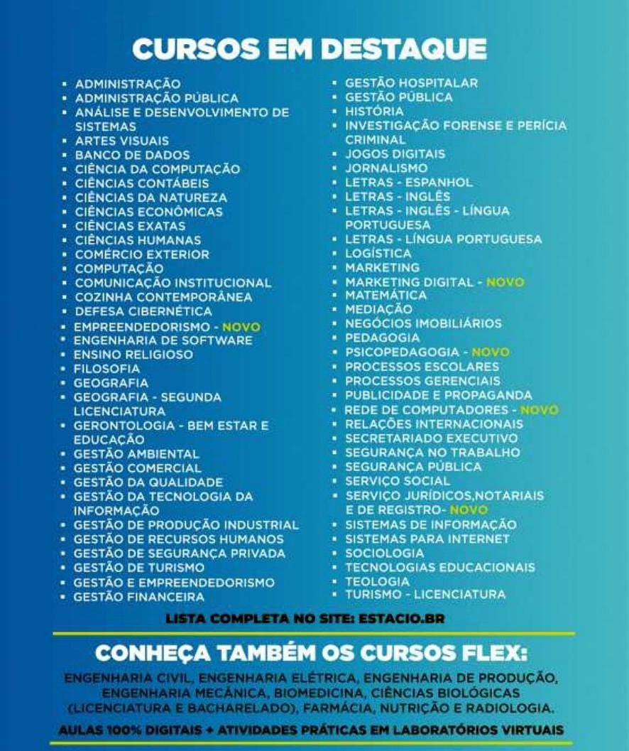 Prefeitura de Cordeiro firma parceria com a Universidade Estácio de Sá 1 Cursos da Estácio de Sá em Cordeiro