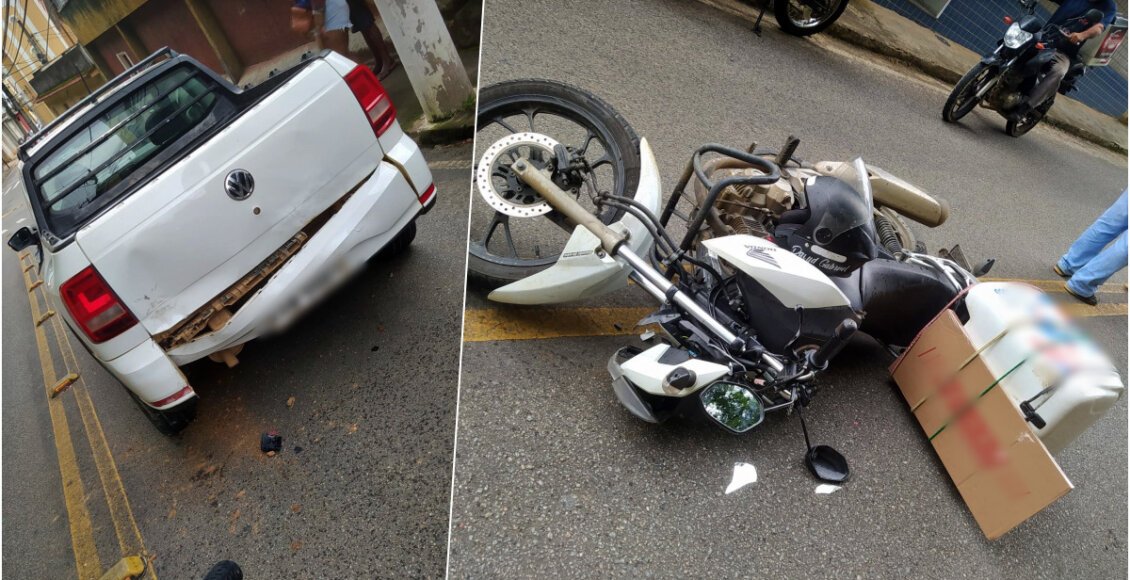 Acidente entre moto e carro da prefeitura deixa um ferido em Cantagalo