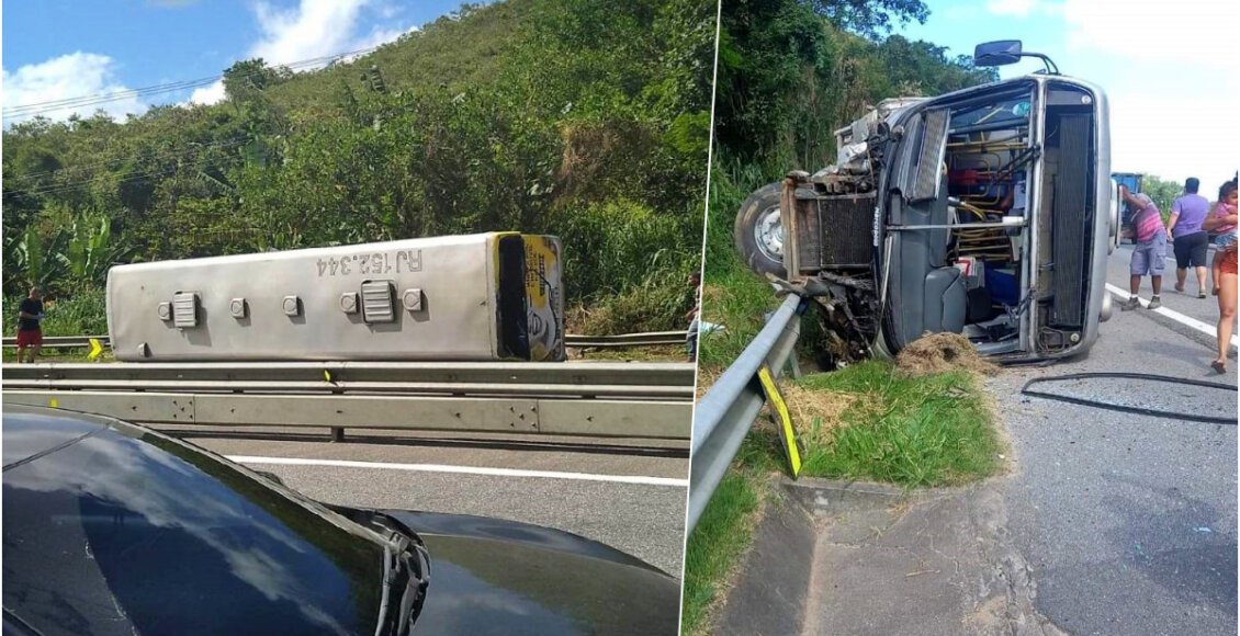 Ônibus tomba após atropelar e matar criança na Via Lagos