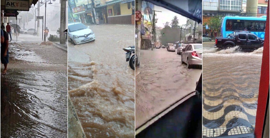 Temporal provoca pontos de alagamentos no Centro de Nova Friburgo
