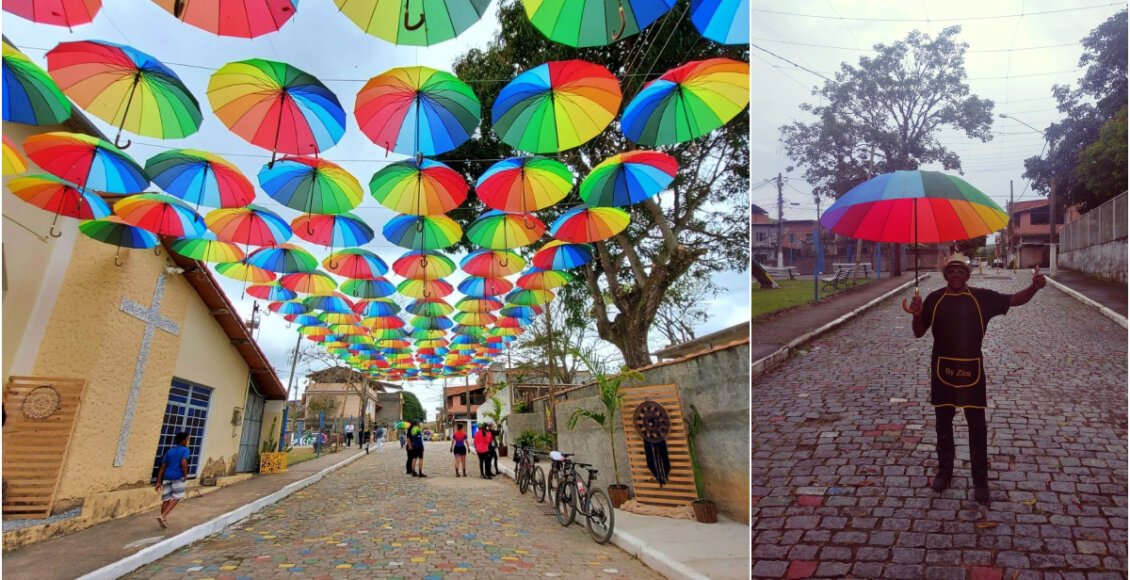 Guarda-chuvas coloridos são retirados da Rua dos Sonhos, em Cordeiro