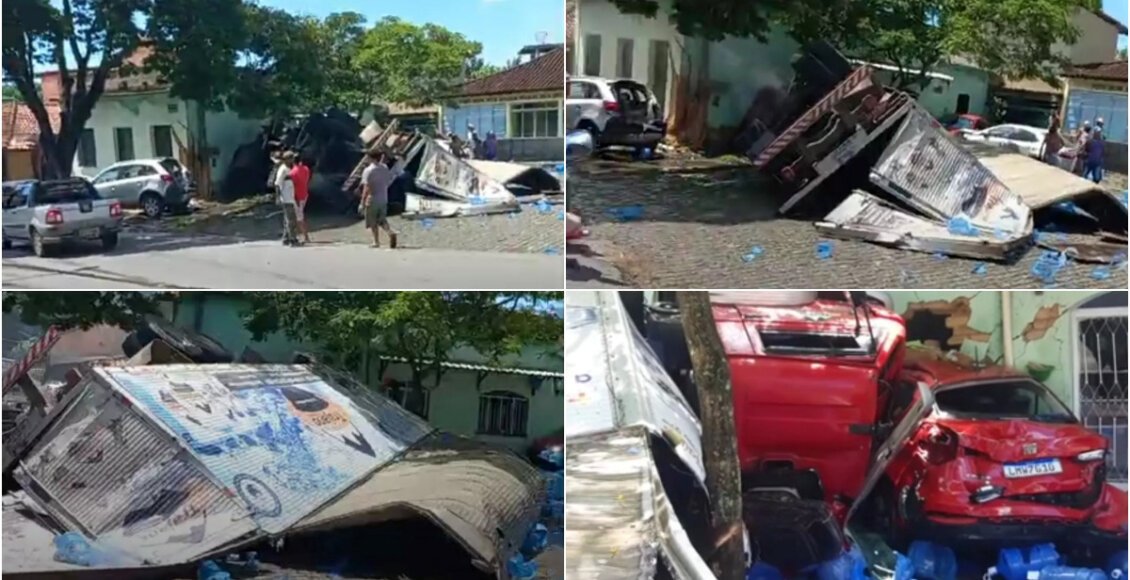 Madalena: Caminhão tomba e atinge vários carros e casa em Triunfo