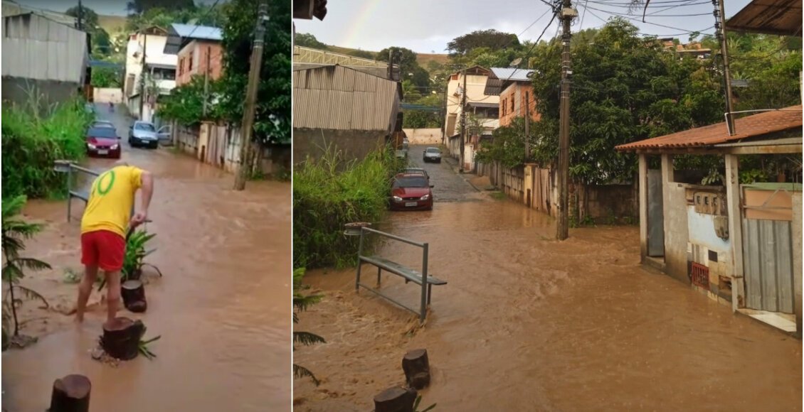 Chuva faz córrego transbordar no Dois Vales, em Cordeiro
