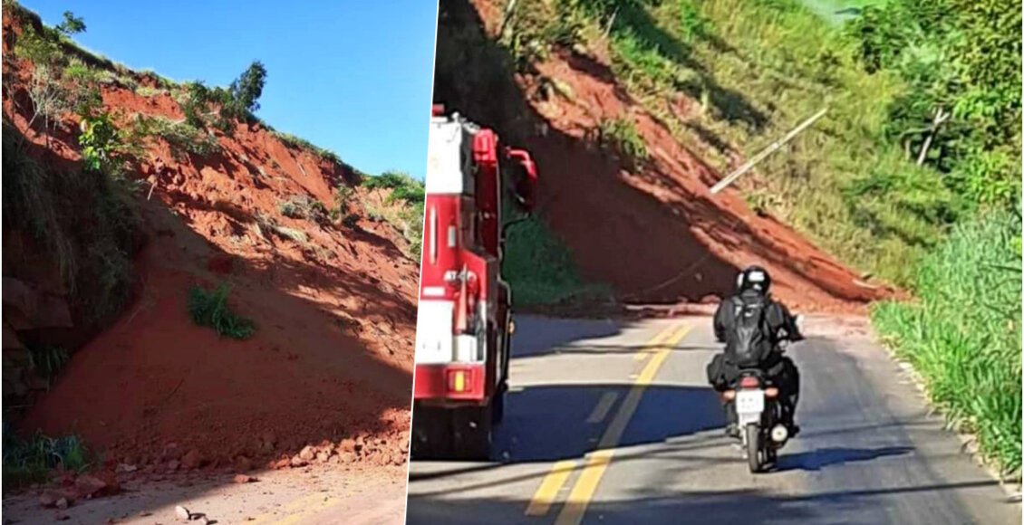 Deslizamento de terra volta interditar RJ-172, entre Madalena e Macuco