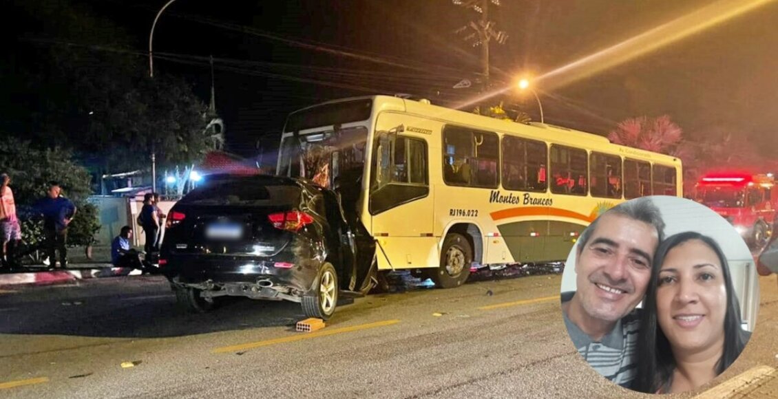 Casal morre após colisão entre ônibus e carro em Búzios