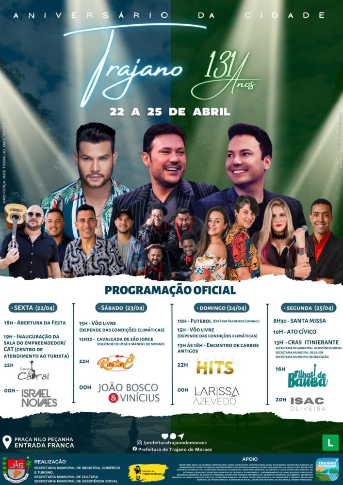 Trajano de Moraes comemora 131 anos com grande festa 1 Trajano de Moraes comemora 131 anos com grande festa