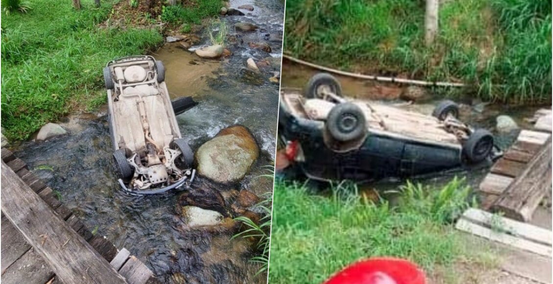 Motorista cai com carro dentro de rio em Nova Friburgo
