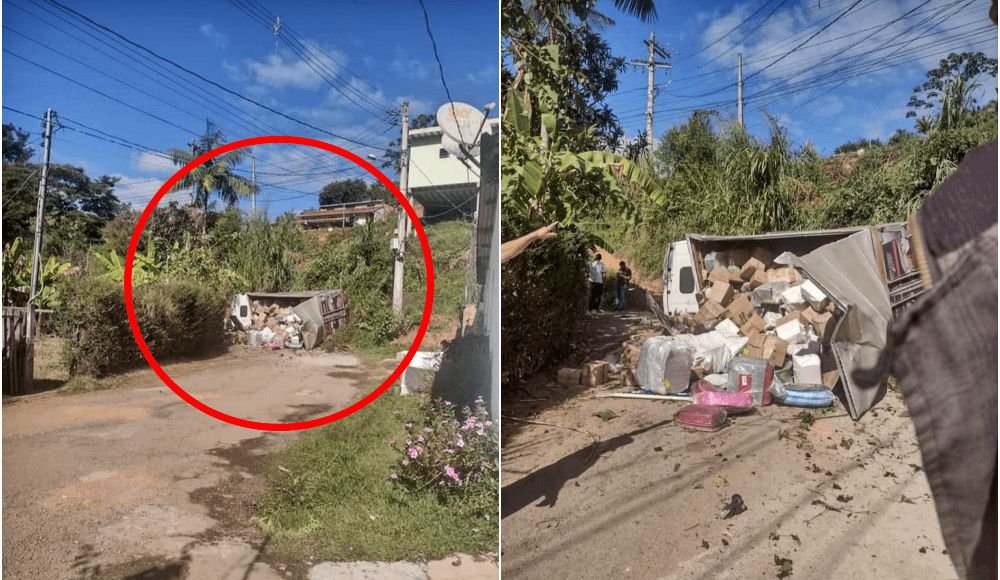 Friburgo: Caminhão despenca de barranco no distrito de Amparo