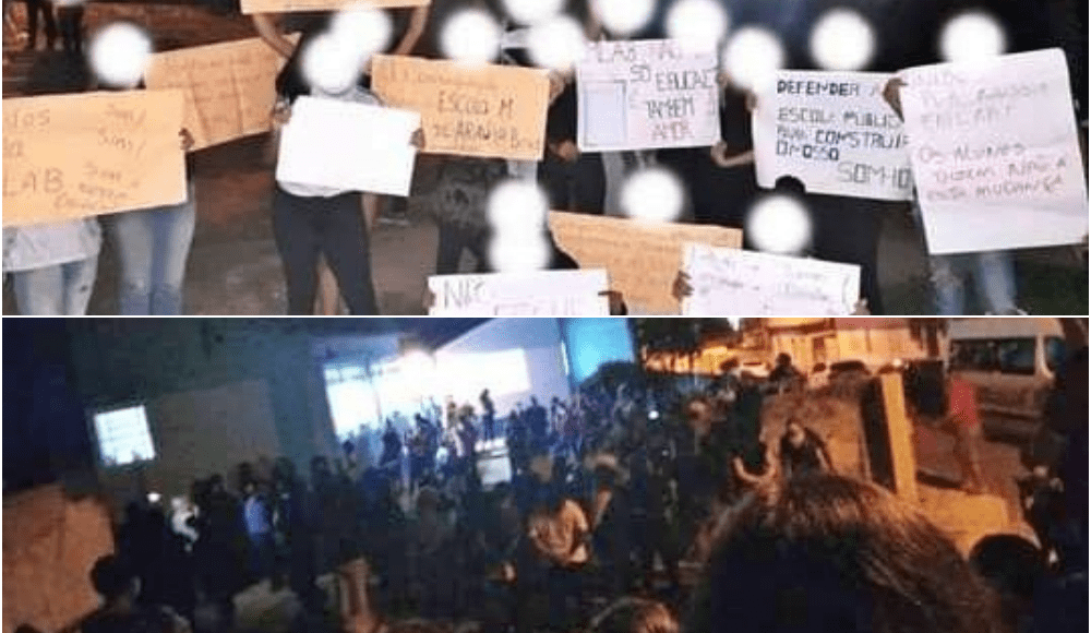 Protesto contra transferência de alunos em distrito de Carmo