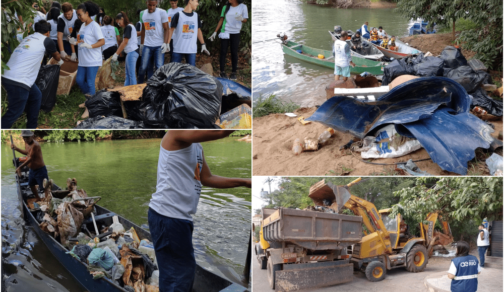 Cambuci: Muito lixo e até moto são retirados do Rio Paraíba do Sul