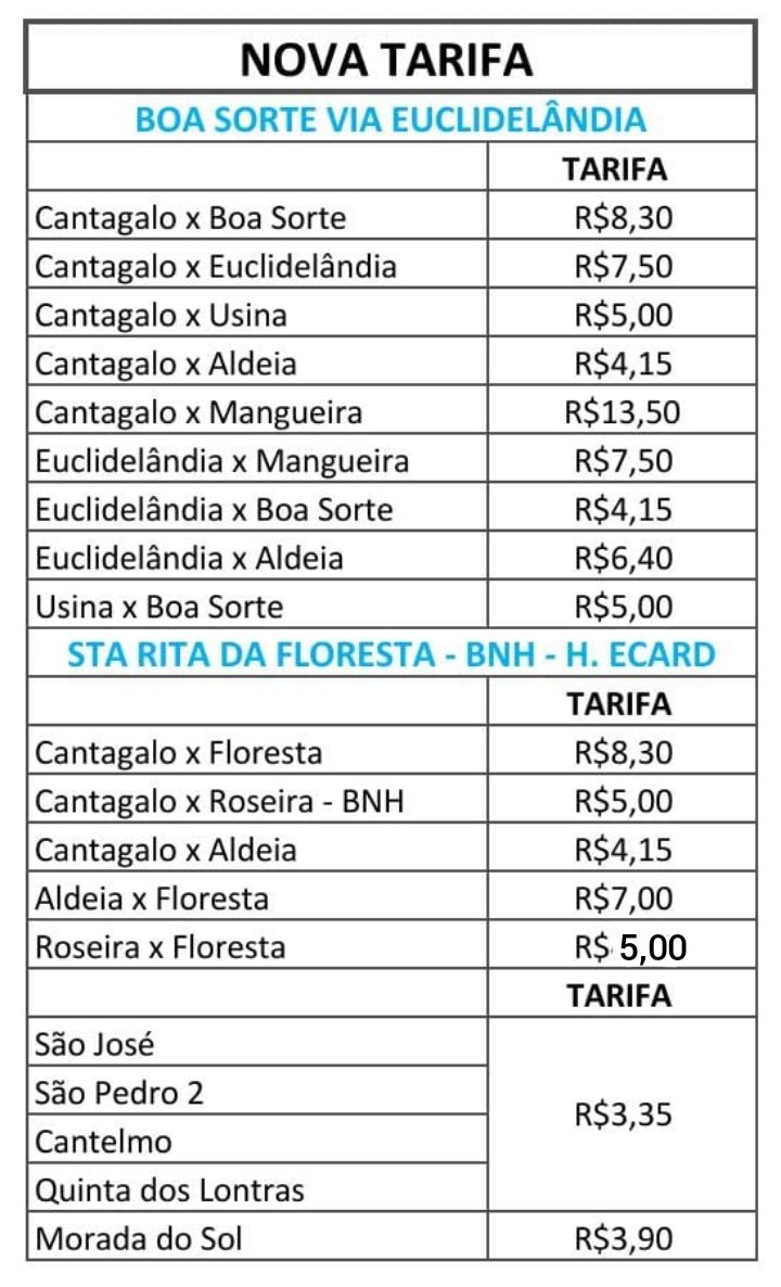 Passagens de ônibus sofrem reajustes a partir de agosto em Cantagalo 1 WhatsApp Image 2022 07 18 at 11.02.26