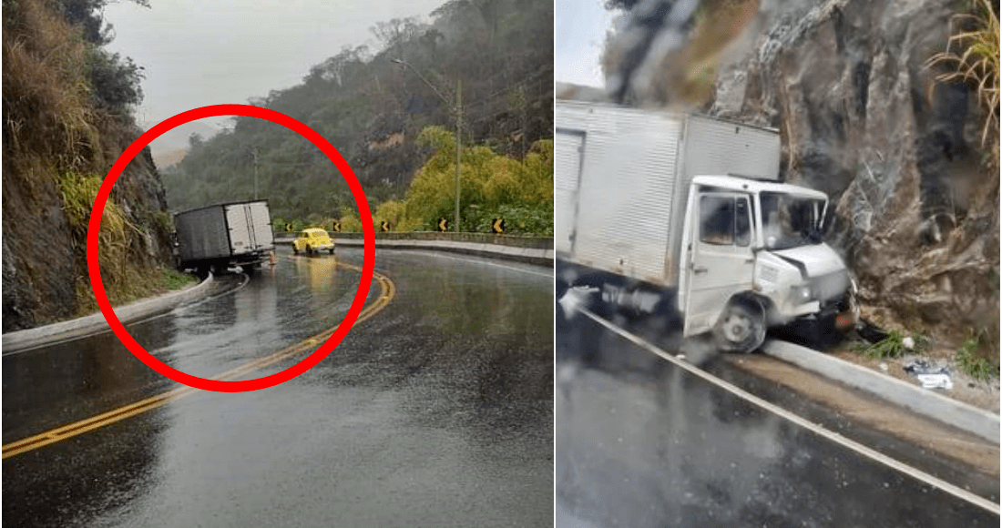 RJ-116: Caminhão baú se envolve em acidente na Curva do Macuco