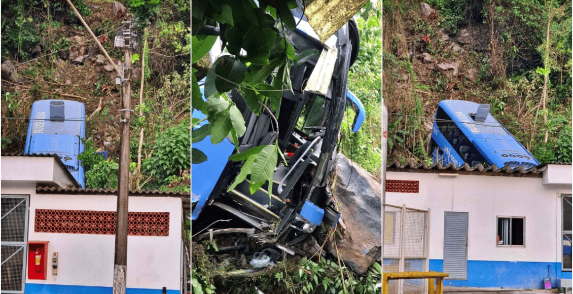 Vídeo: Ônibus cai em ribanceira e deixa feridos em Angra dos Reis