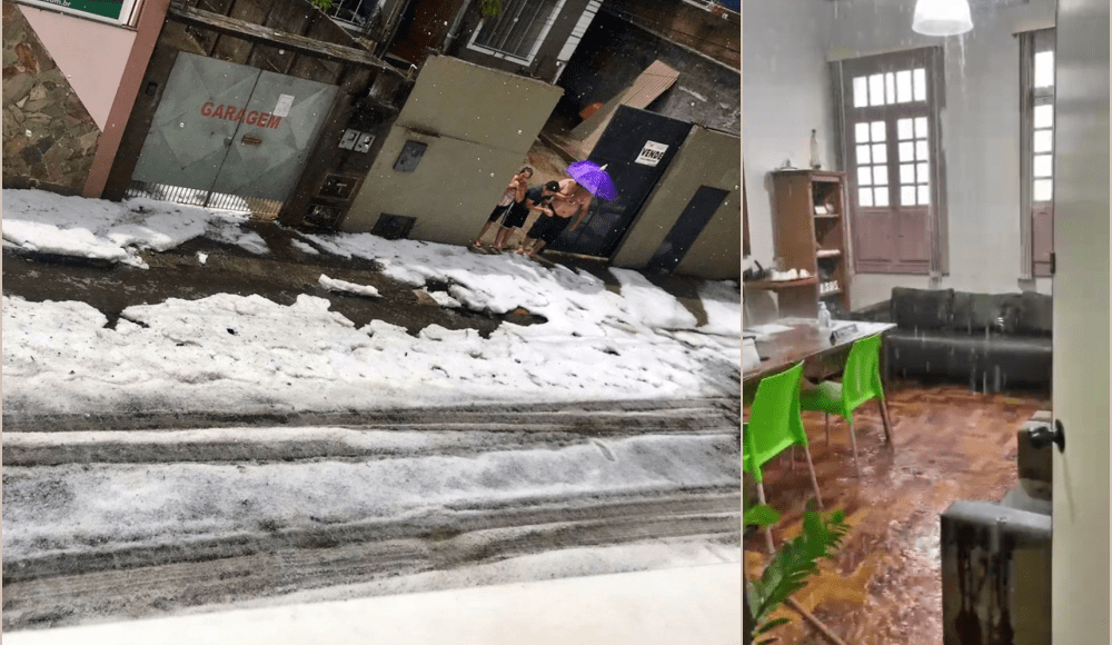 Chuva forte com granizo causa transtornos em Cordeiro