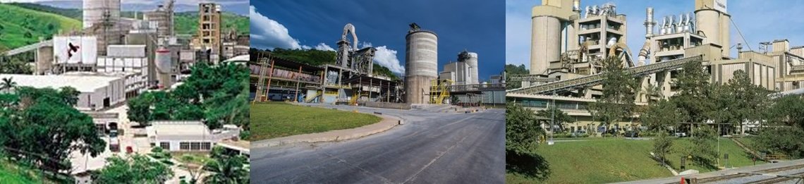 Da esquerda à direita: as fábricas da Votorantim, CCA e CSN, localizadas em fazendas do distrito de Euclidelândia. (Acervo das empresas)