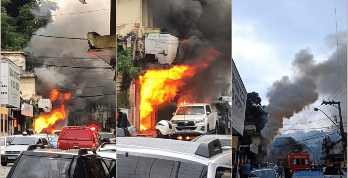 Vídeo: Incêndio atinge loja de móveis no Centro de Nova Friburgo