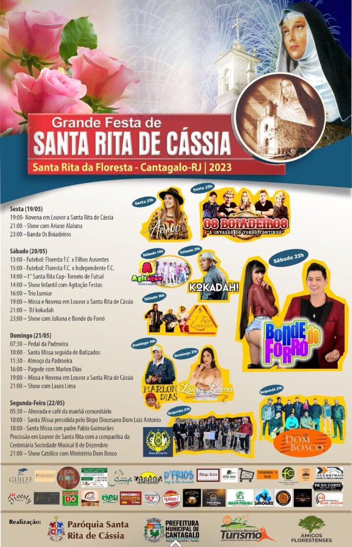 Programação da Festa de Maio em Santa Rita da Floresta 2023 