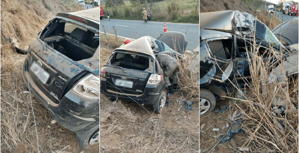Mulher fica ferida em acidente após carro derrubar poste em Itaocara