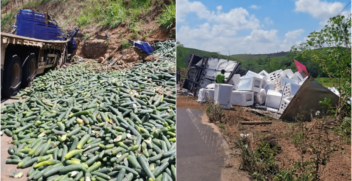 Caminhão e carreta se envolvem em acidentes em Santo Antônio de Pádua