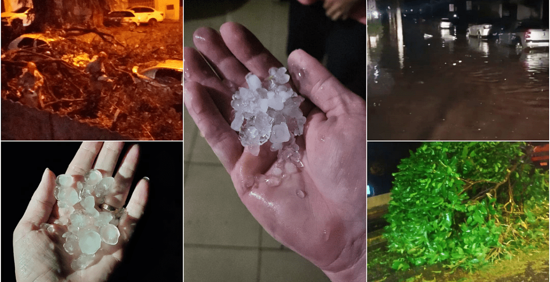 Vídeo: Cordeiro registra alagamentos após chuva forte de granizo